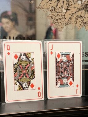Christian Dior Red Black Diamond Face collectible Playing Cards ♦️ Queen + Jack